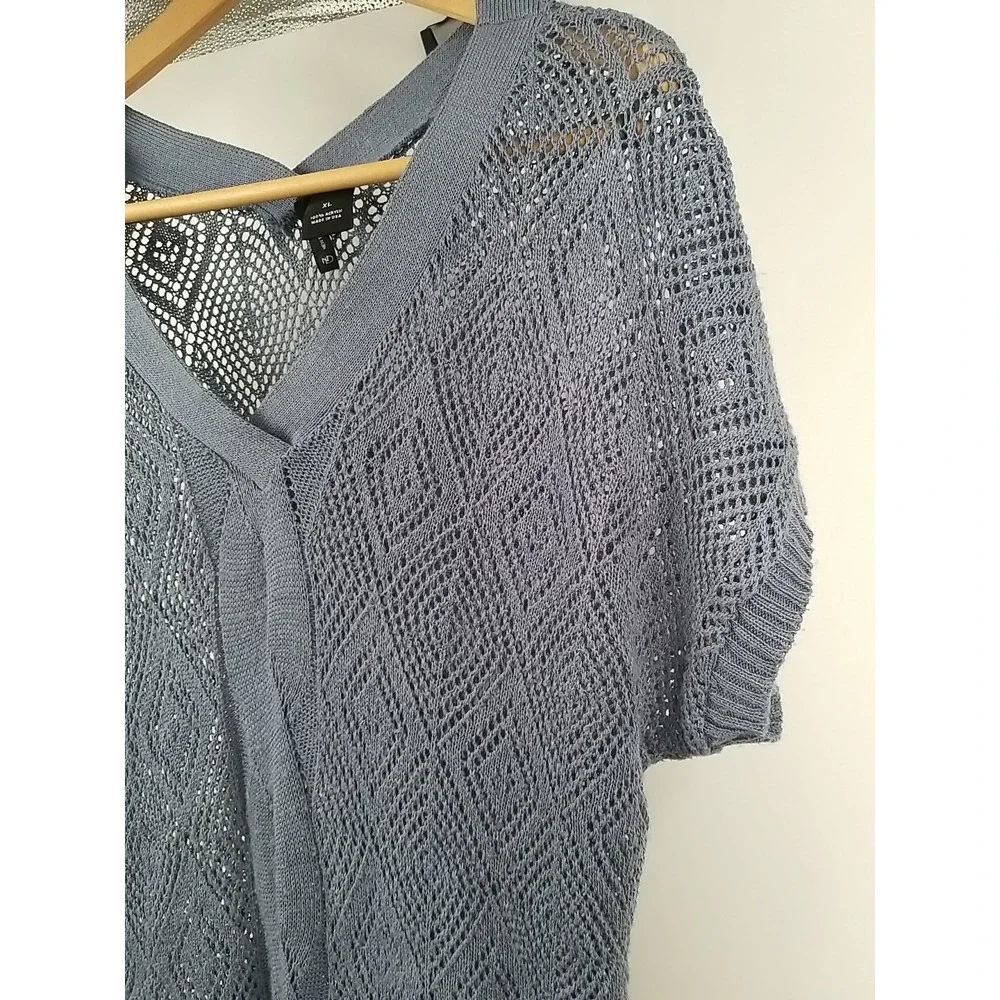 New Directions Womans Blue‎ XL Lace Cardigan Closed Pull Over - Picture 3 of 5